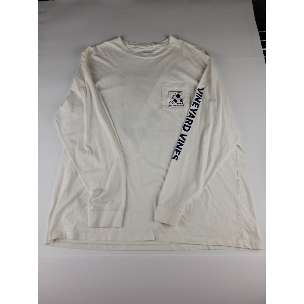 Vineyard Vines Long Sleeve T Shirt Soccer Graphic Pocket Tee White XXL Mens